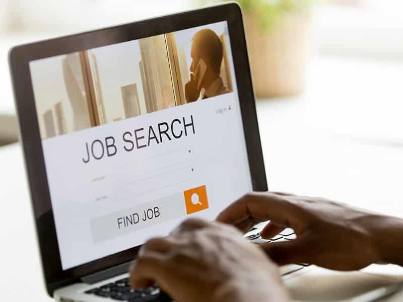 job search on laptop